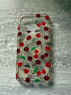kate spade Clear Cherry Print iPhone Case - 16 pro max